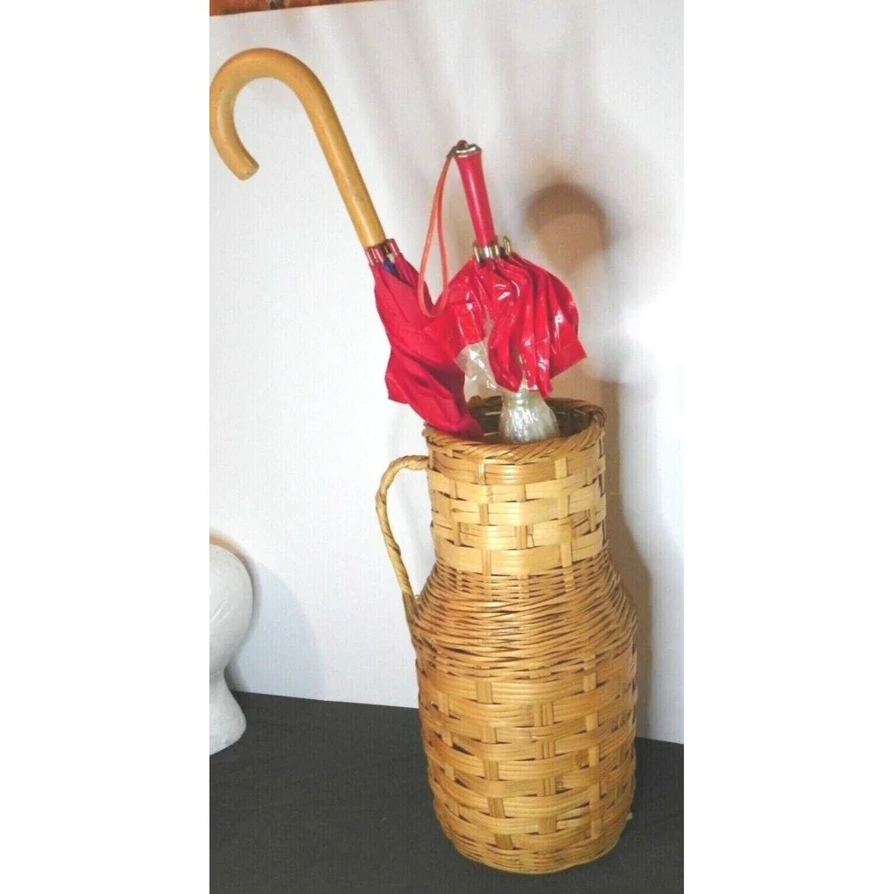 Vintage‎ Wicker Umbrella Basket Woven Basket Retro Art Deco